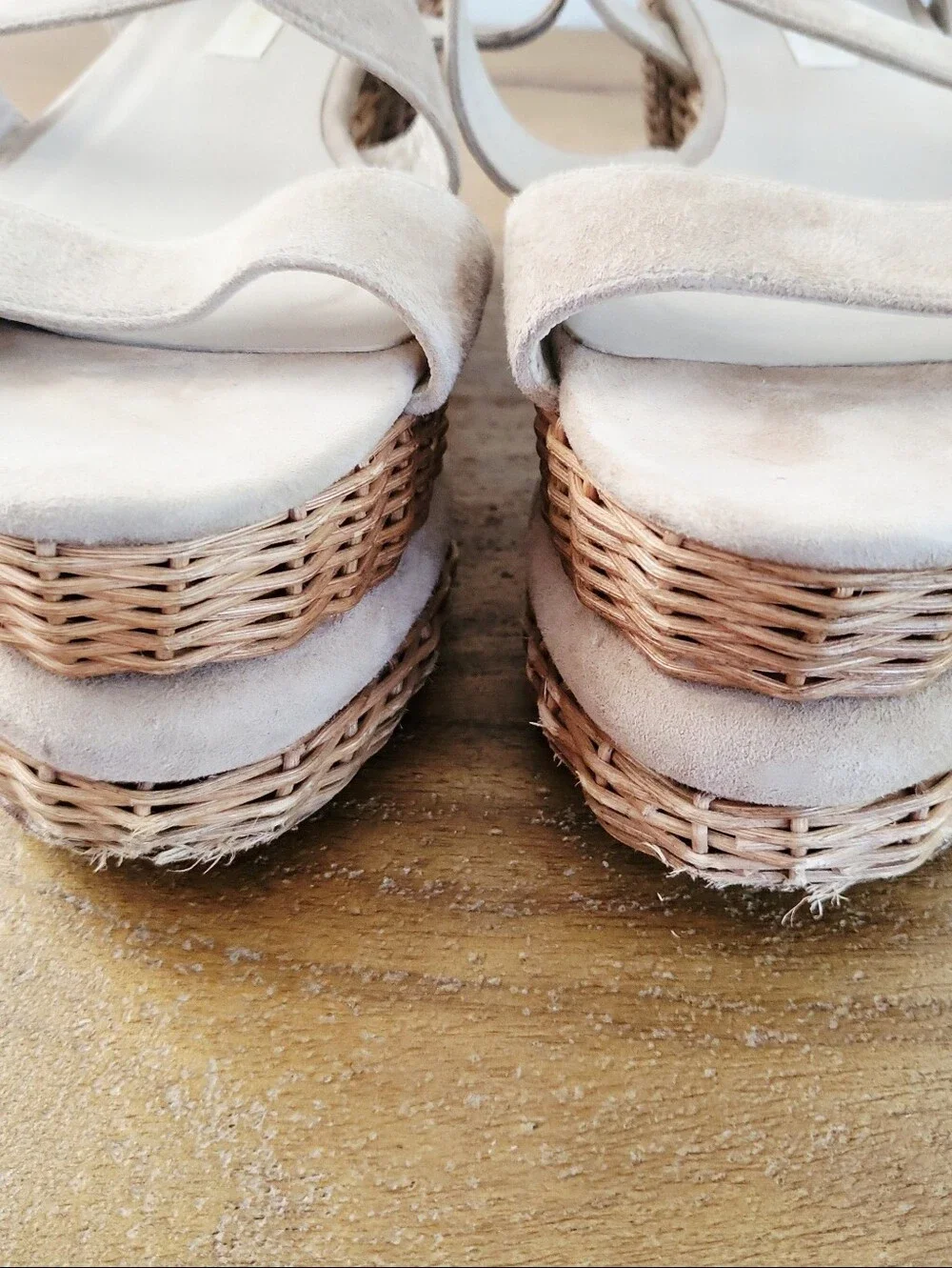 Paloma Barcelo Wicker & Suede Platform Sandals Size 40 / US 9-9.5